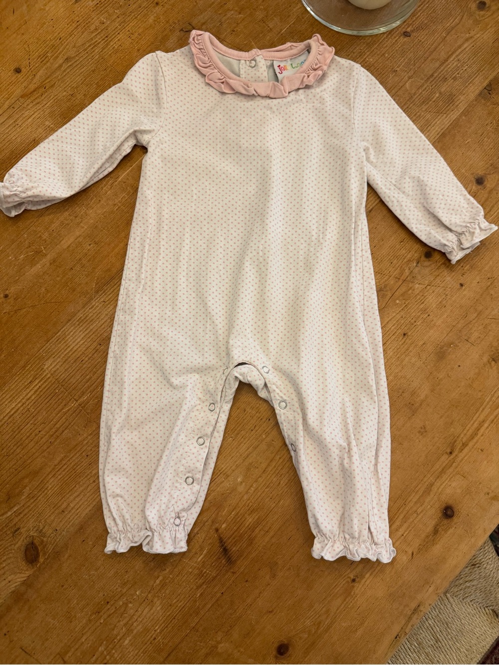 Jelly Beans Pink Ruffle Collar Footed One-Piece